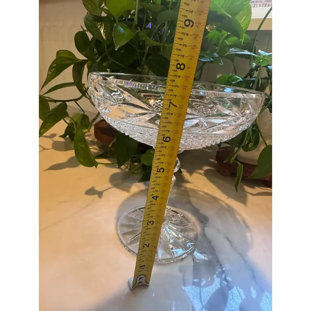 Vintage Galway Crystal “Leah” Compote – Irish Crystal Pedestal Centerpiece Bowl
